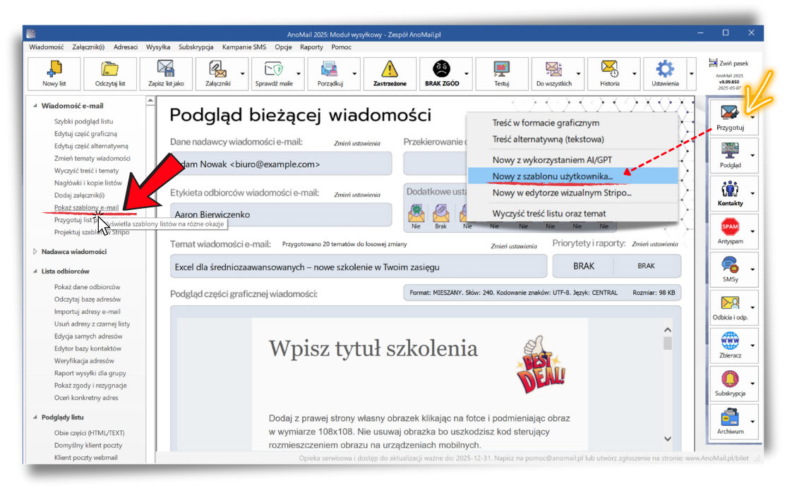 Edycja wiadomości w formacie graficznym